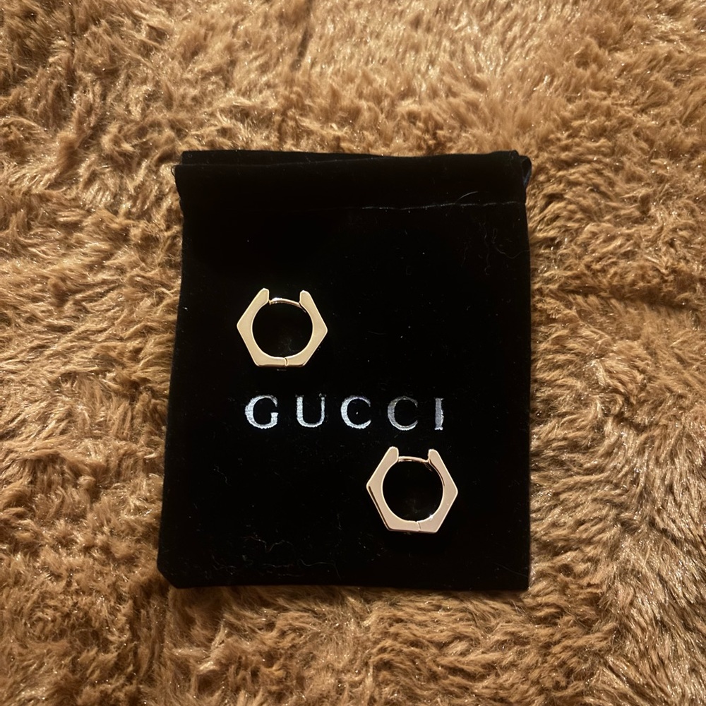 Gucci Gold Hexagon Earrings